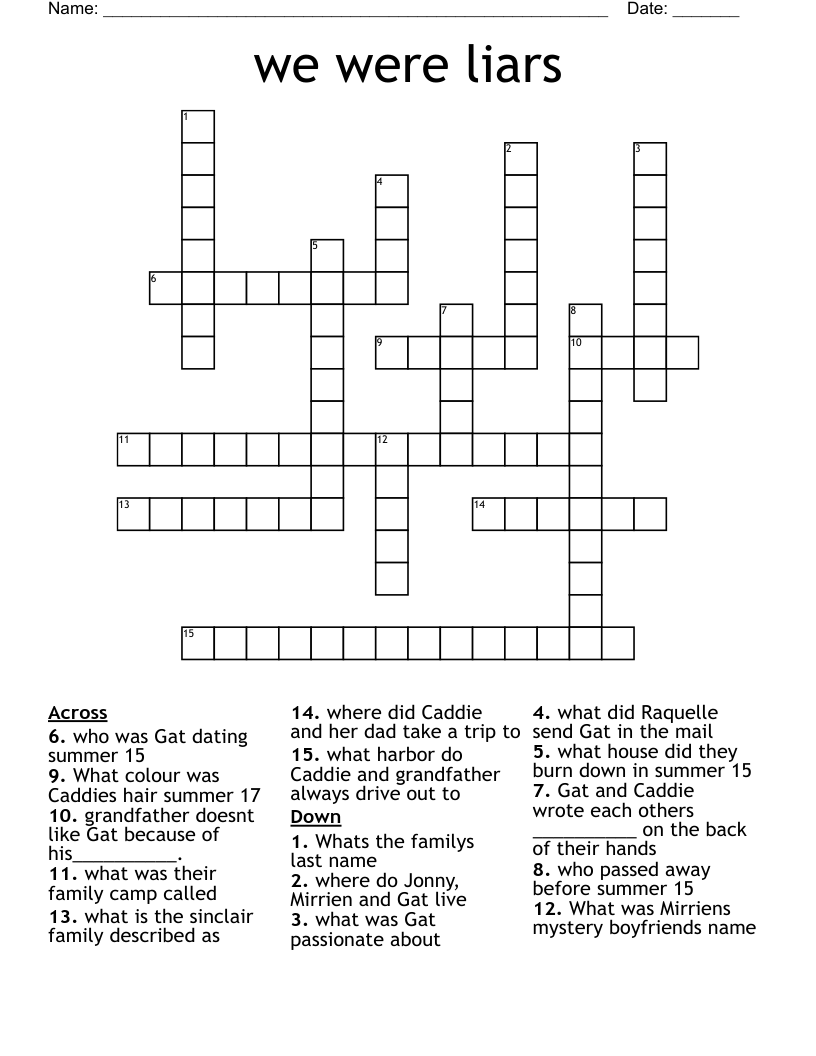 we were liars Crossword