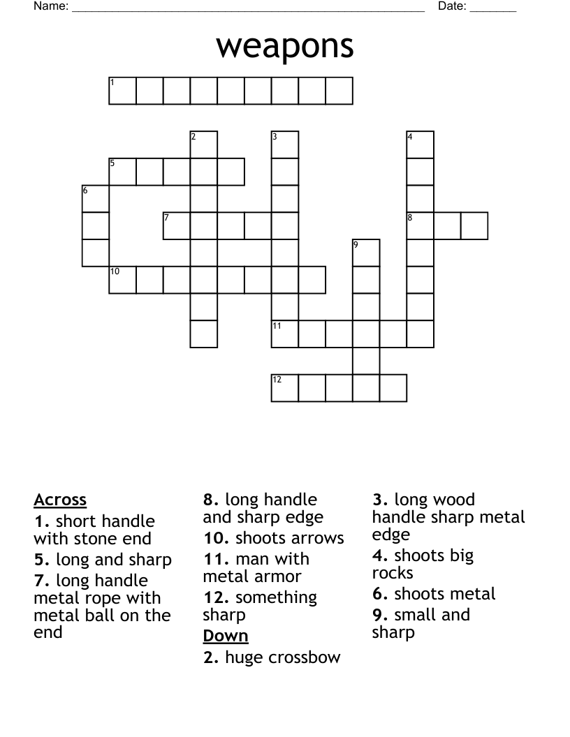 weapons Crossword