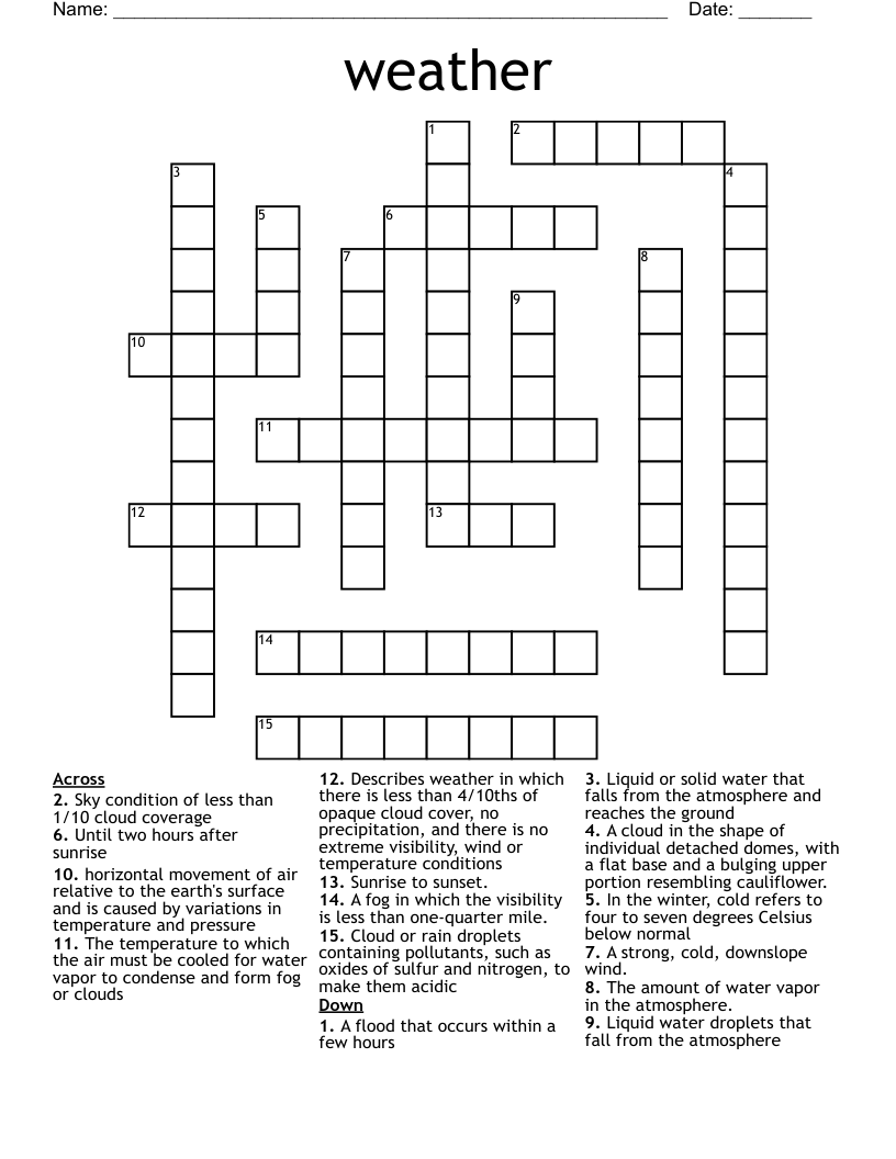 weather Crossword