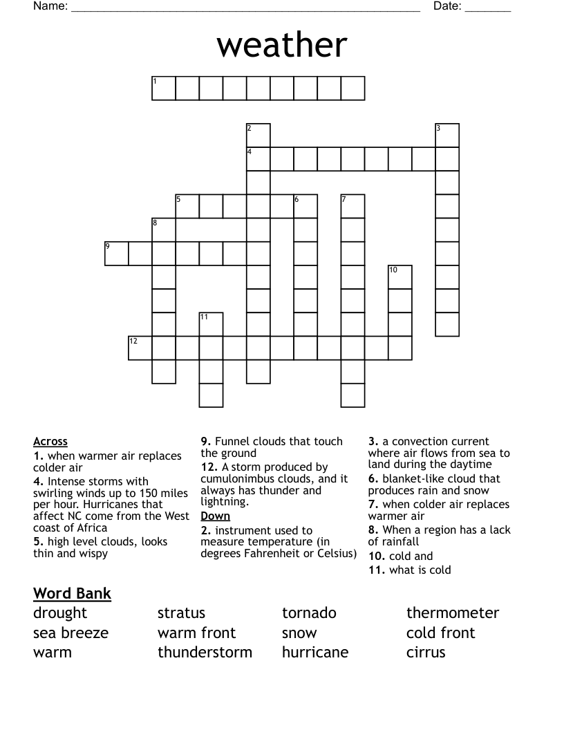 weather Crossword