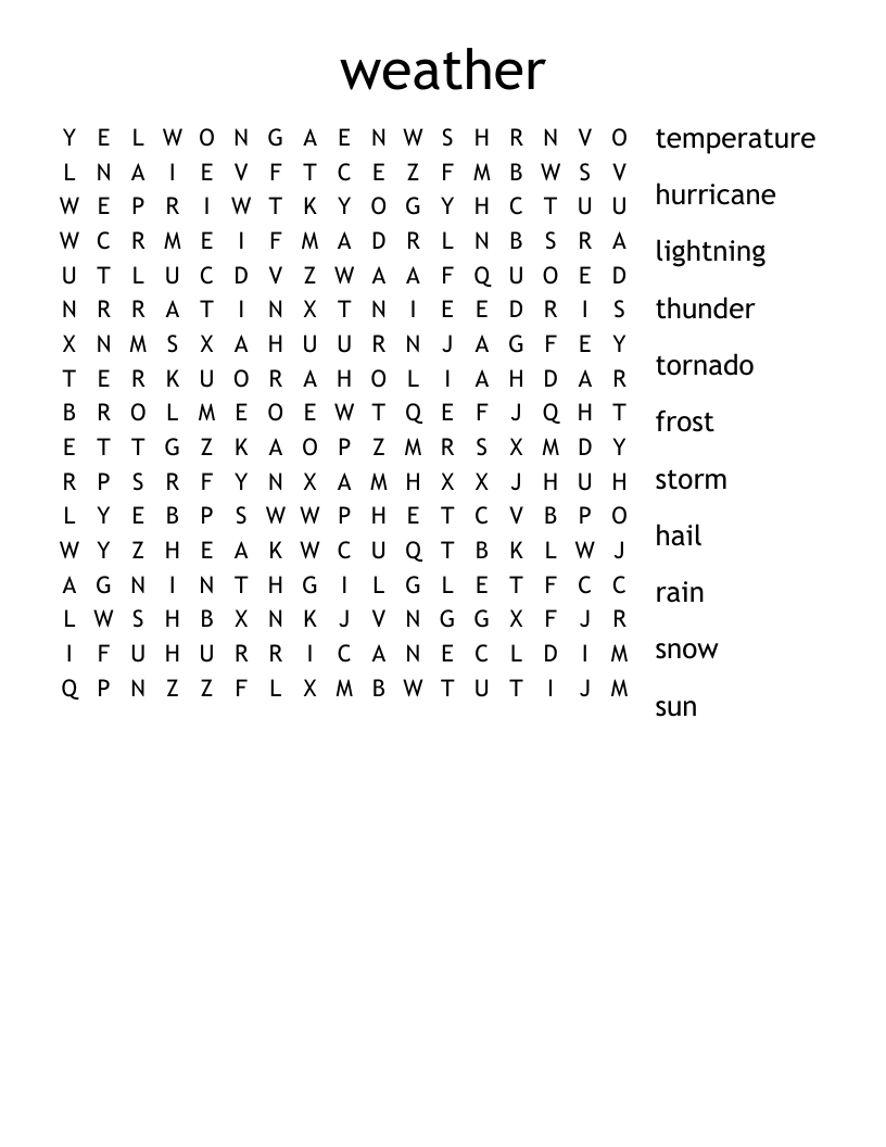 weather Word Search