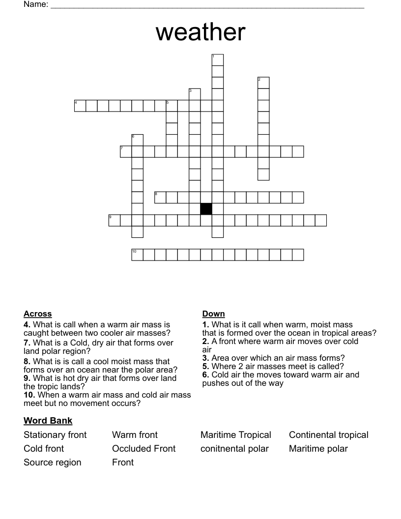 weather Crossword