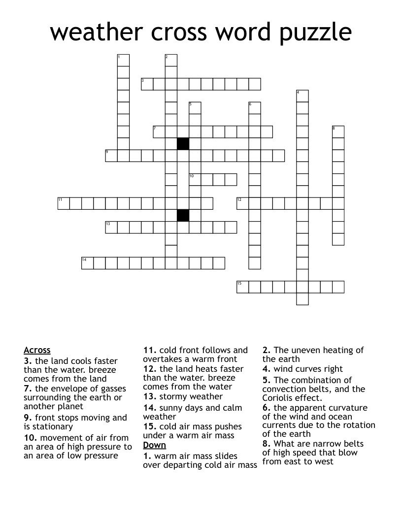 weather cross word puzzle 