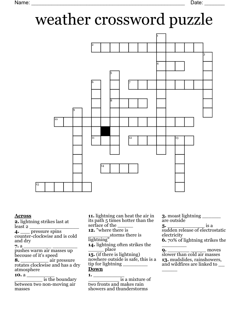 weather crossword puzzle