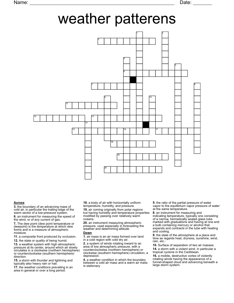 weather patterens Crossword