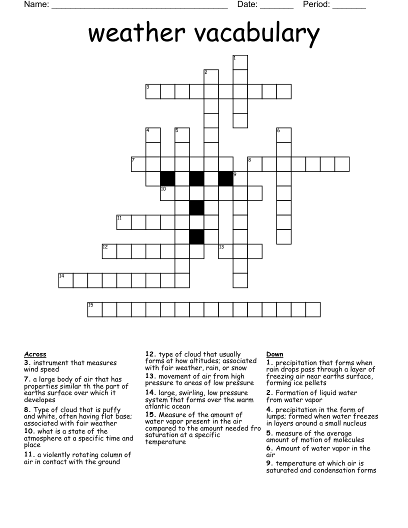 weather vacabulary Crossword