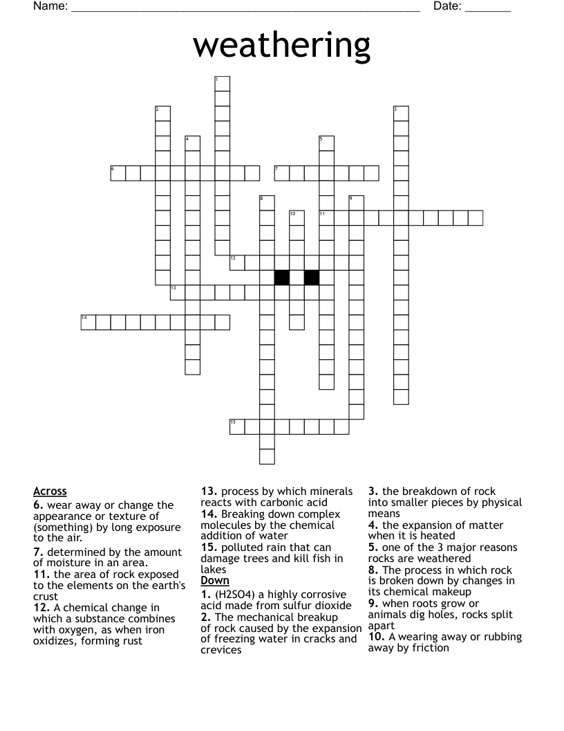 weathering Crossword