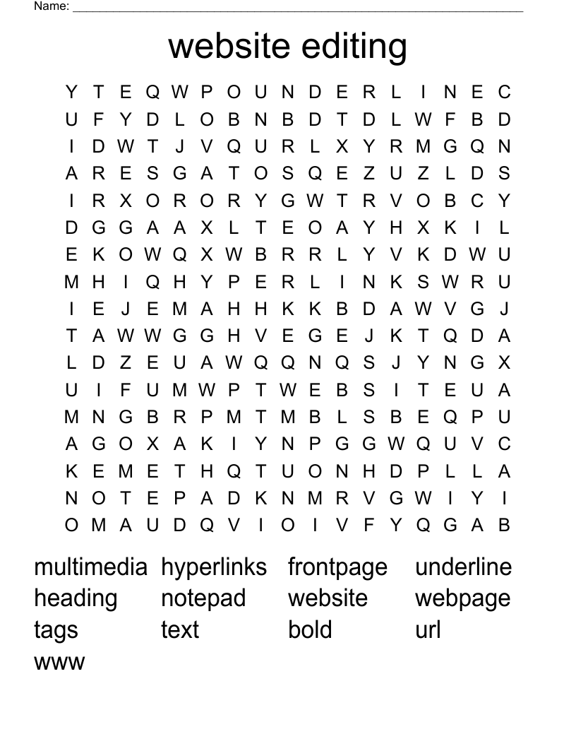 website editing Word Search