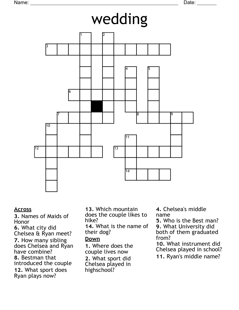 wedding Crossword