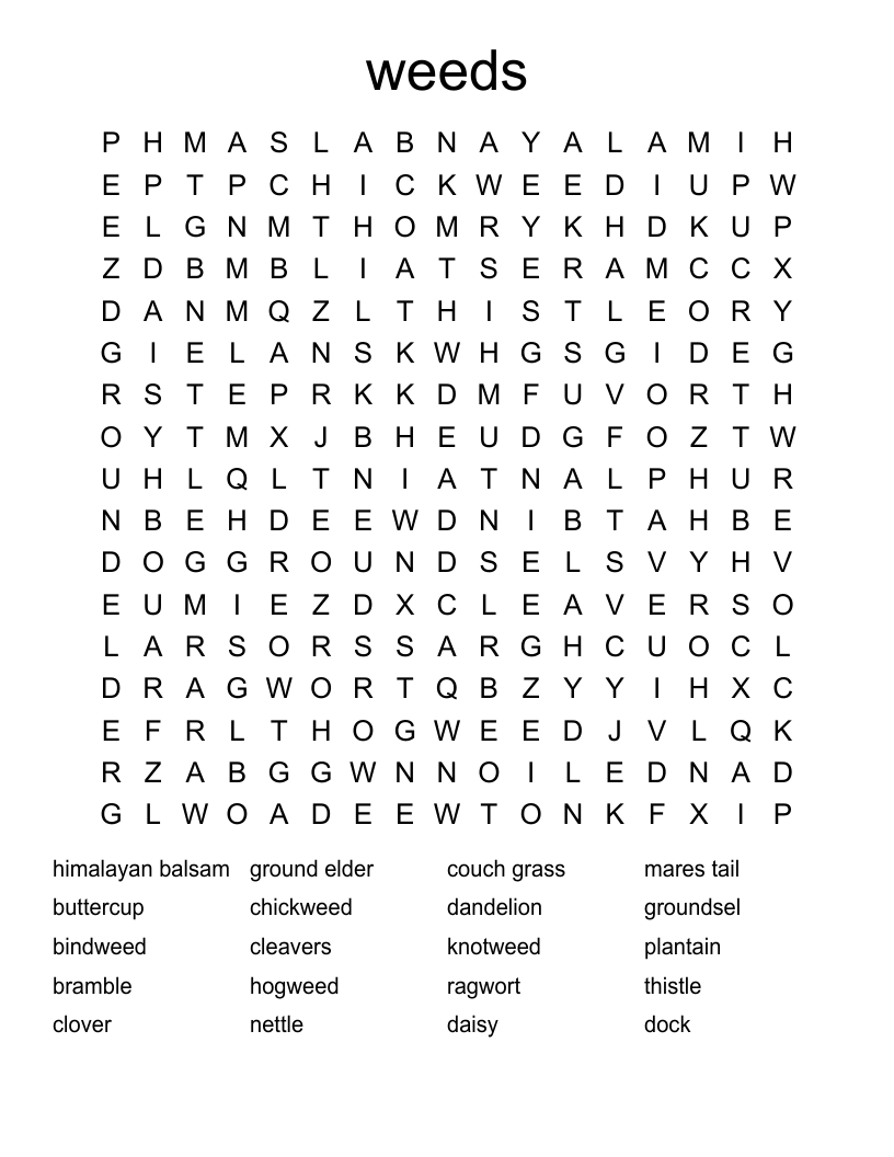 weeds Word Search