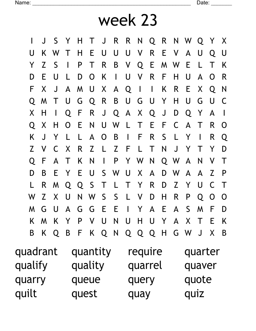 week 23 Word Search