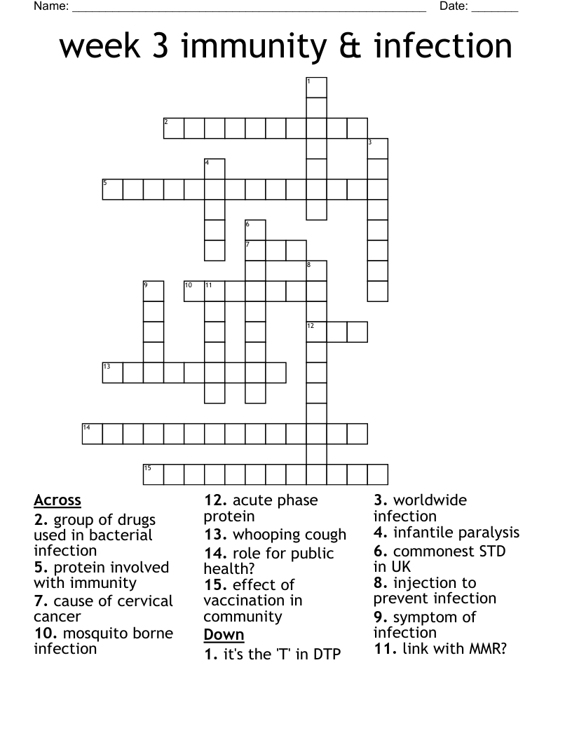 week 3 immunity & infection Crossword
