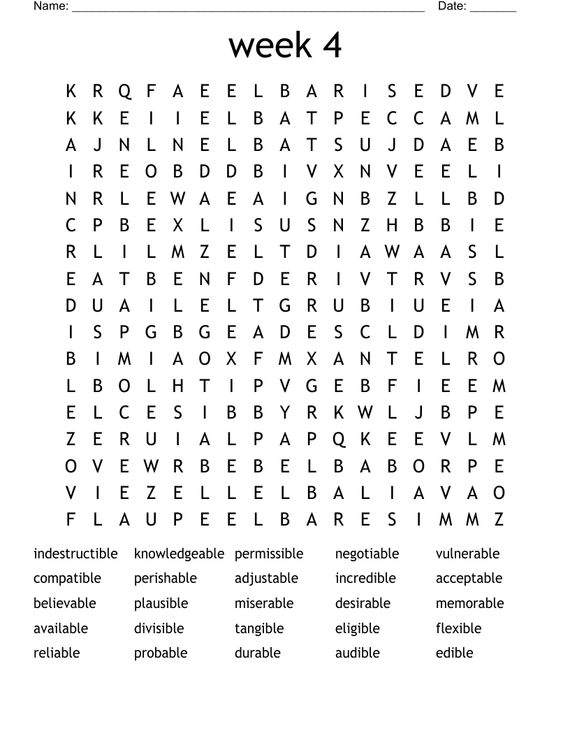 week 4 Word Search