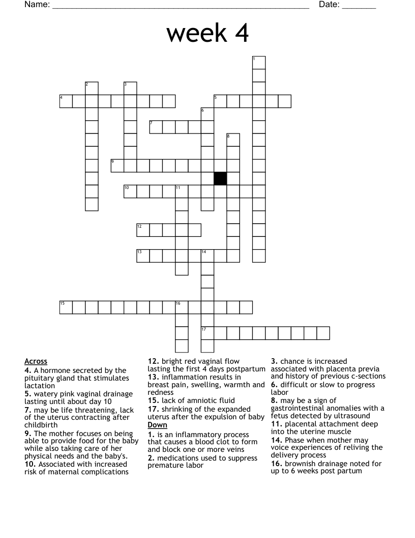 week 4 Crossword
