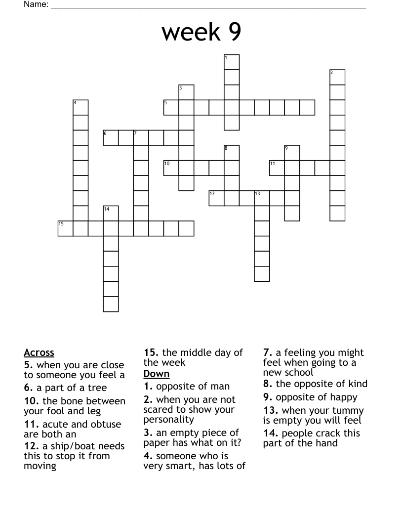 week 9 Crossword