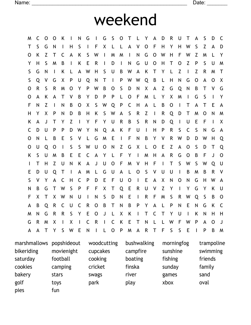 weekend Word Search