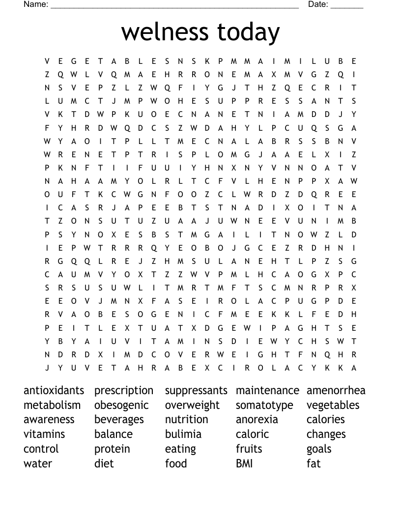 welness today Word Search