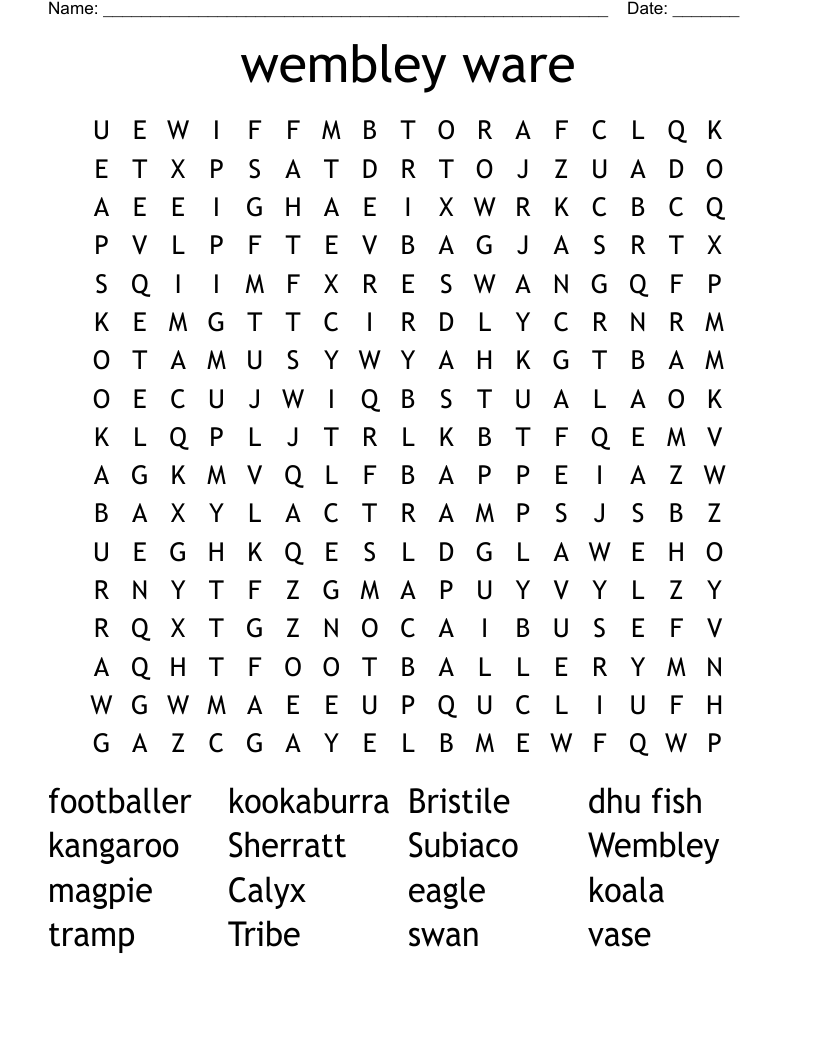 wembley ware Word Search