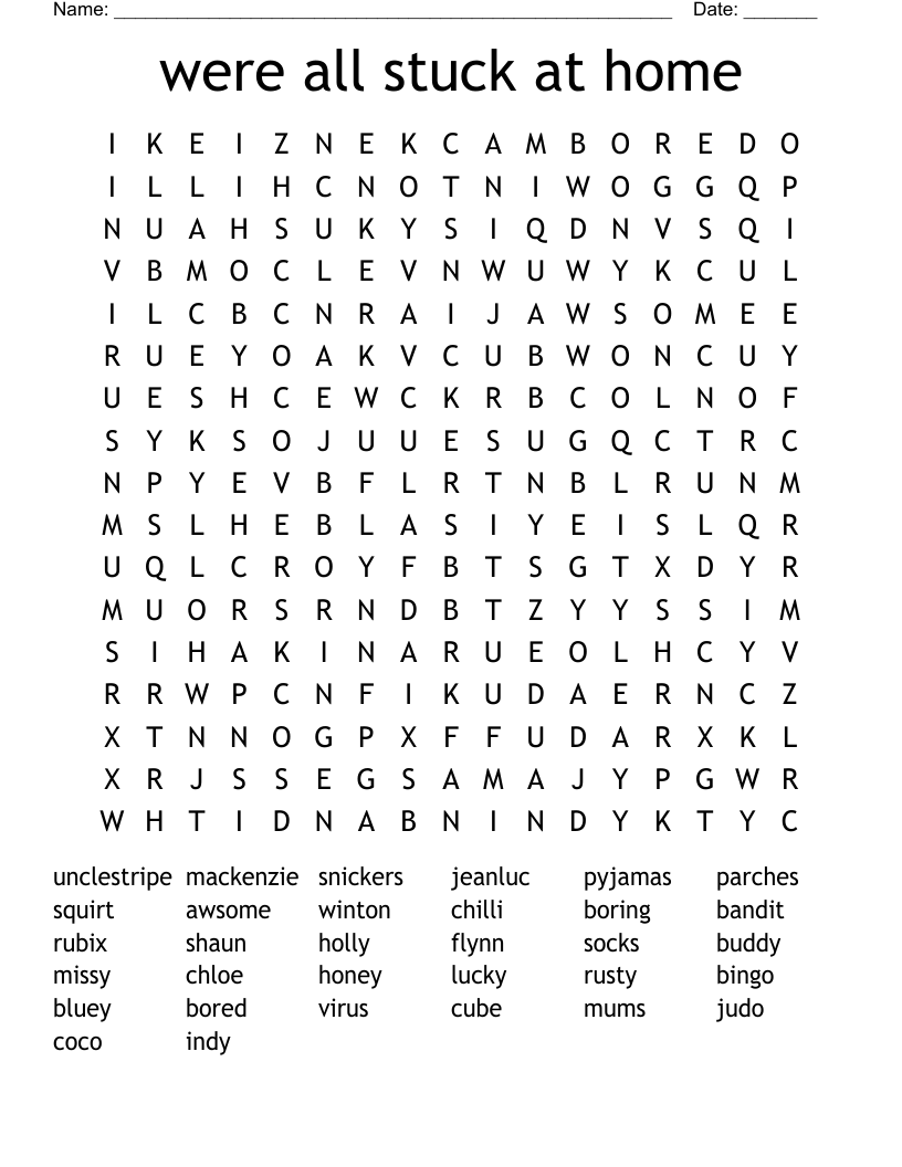 were all stuck at home Word Search