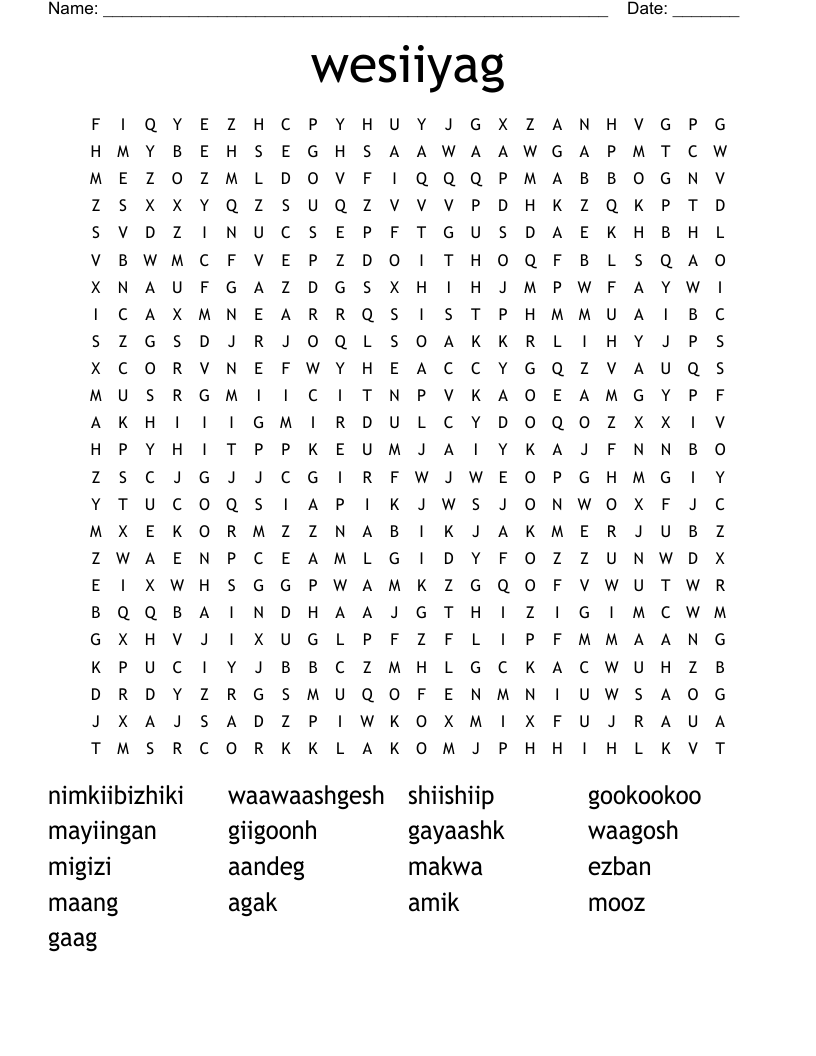 wesiiyag Word Search