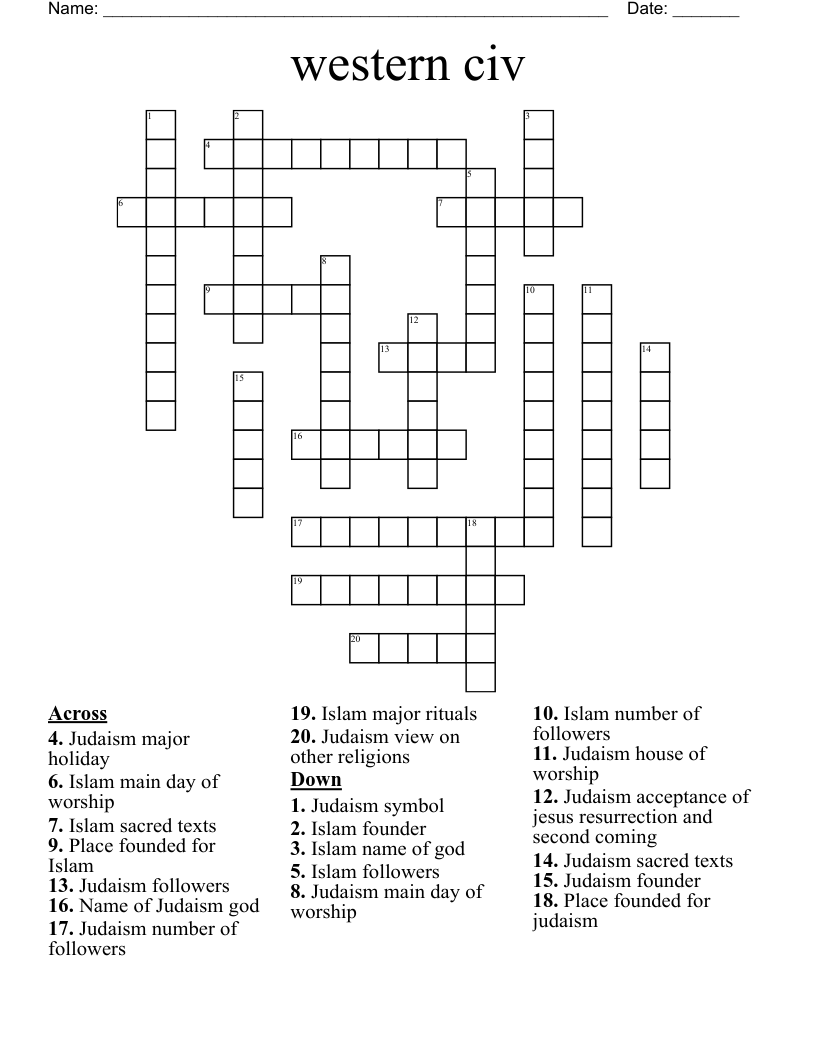 western civ Crossword