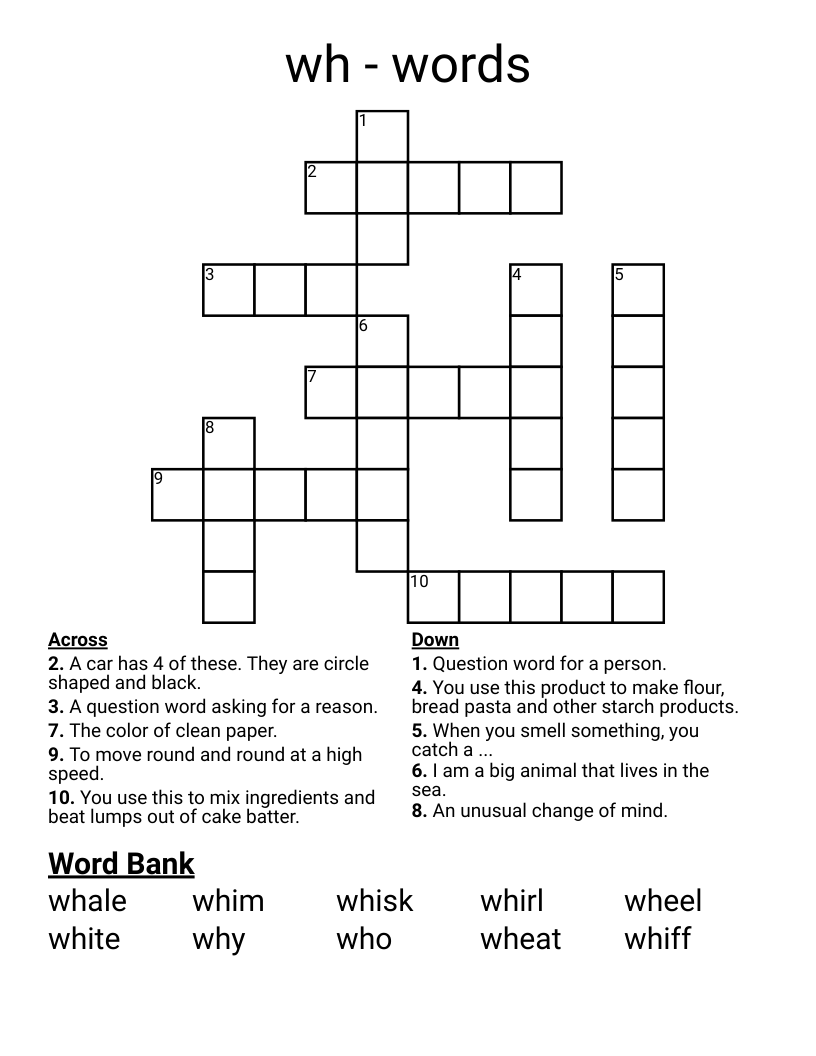 wh - words Crossword