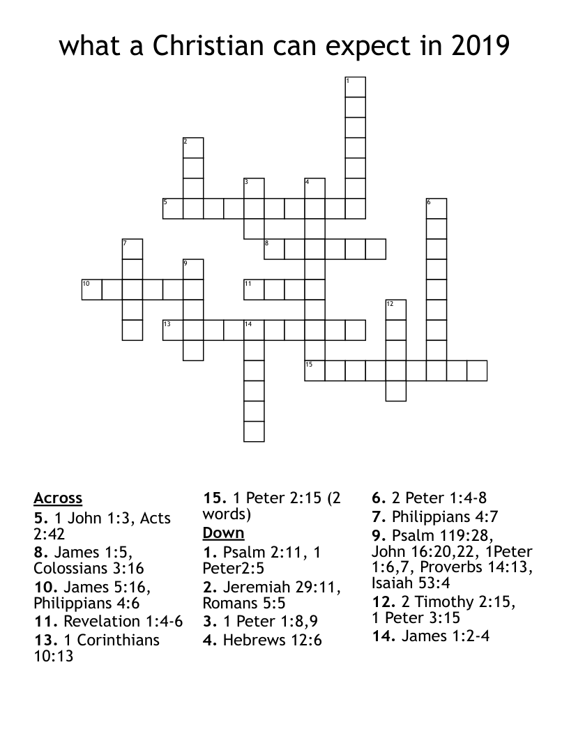 what a Christian can expect in 2019 Crossword