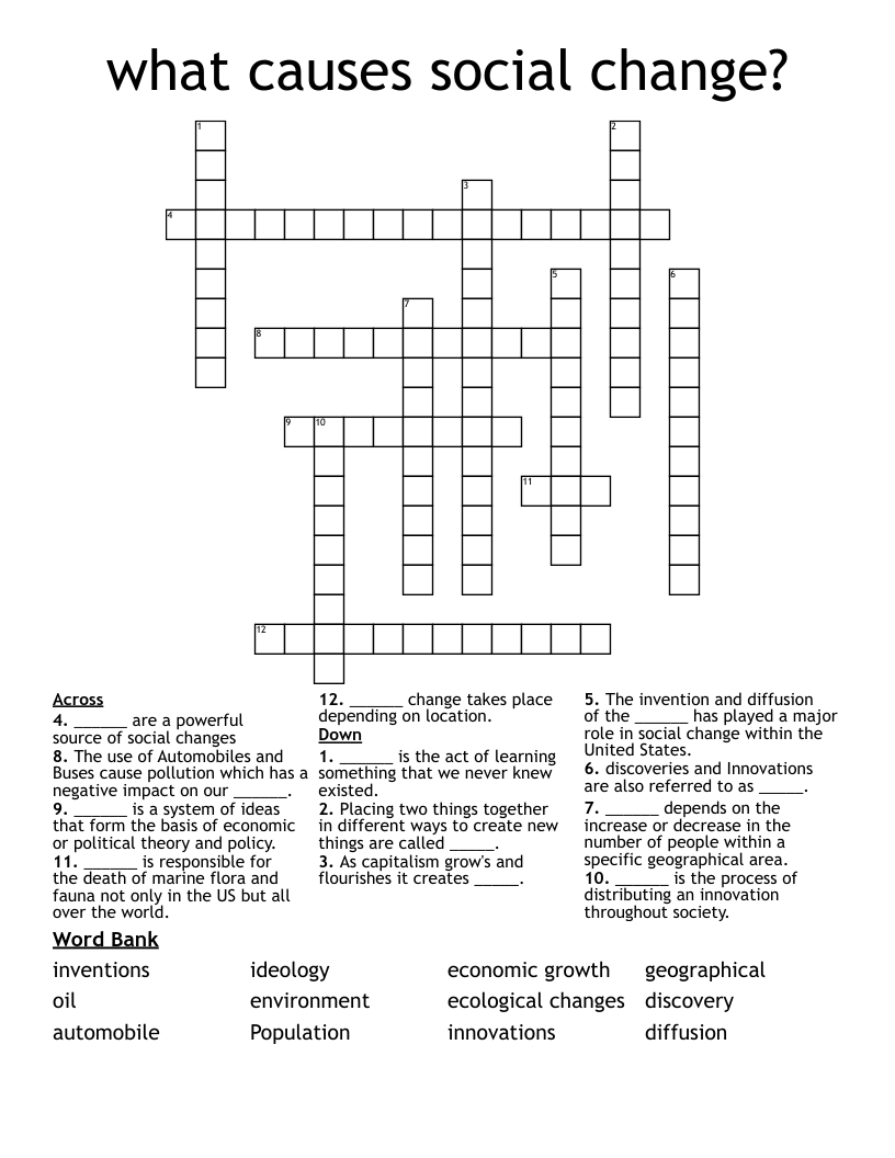 what causes social change? Crossword