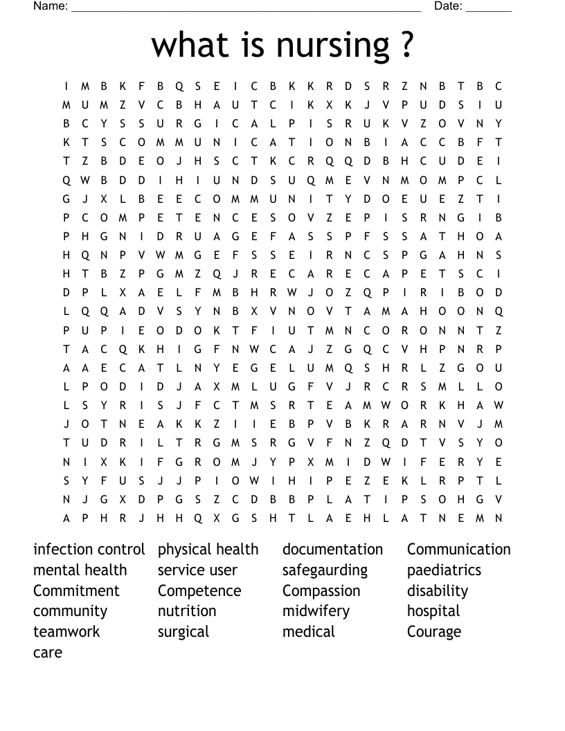 what is nursing ? Word Search