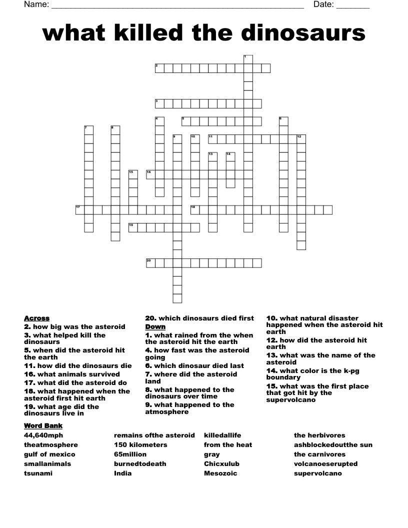what killed the dinosaurs Crossword