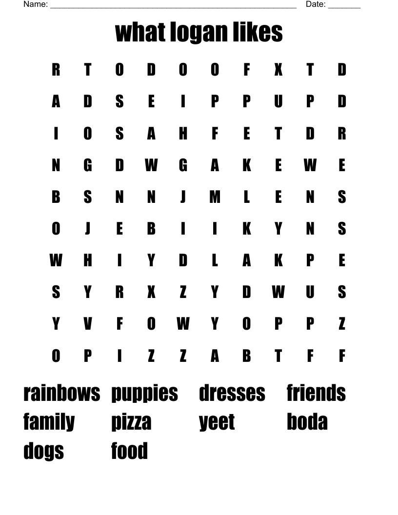 what logan likes Word Search