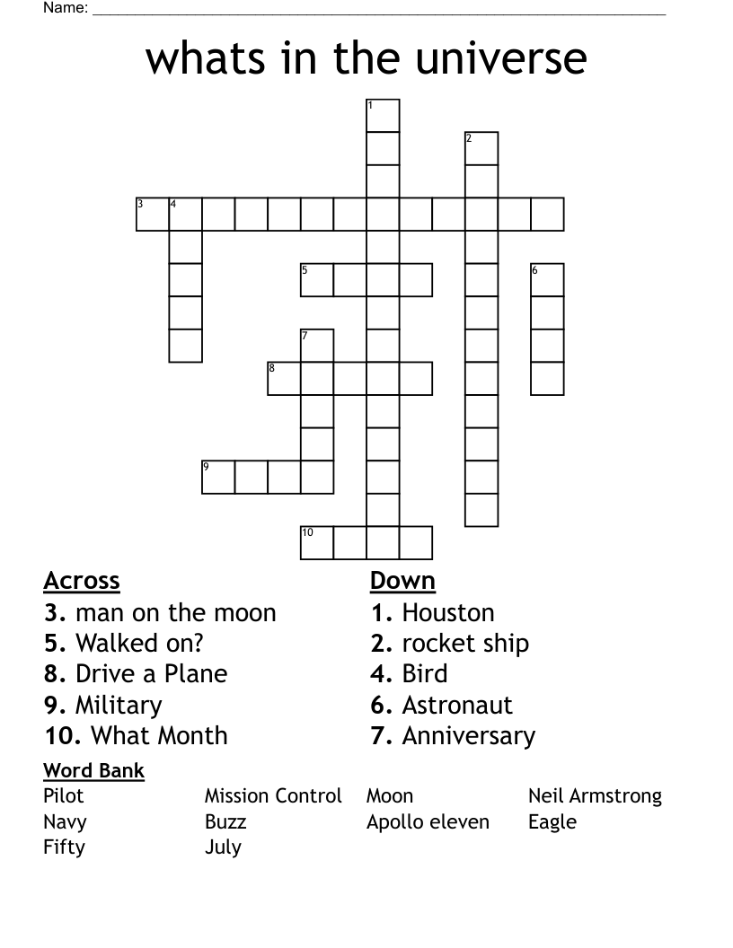 whats in the universe Crossword