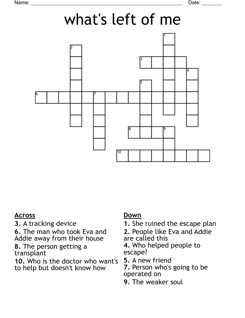 what's left of me Crossword