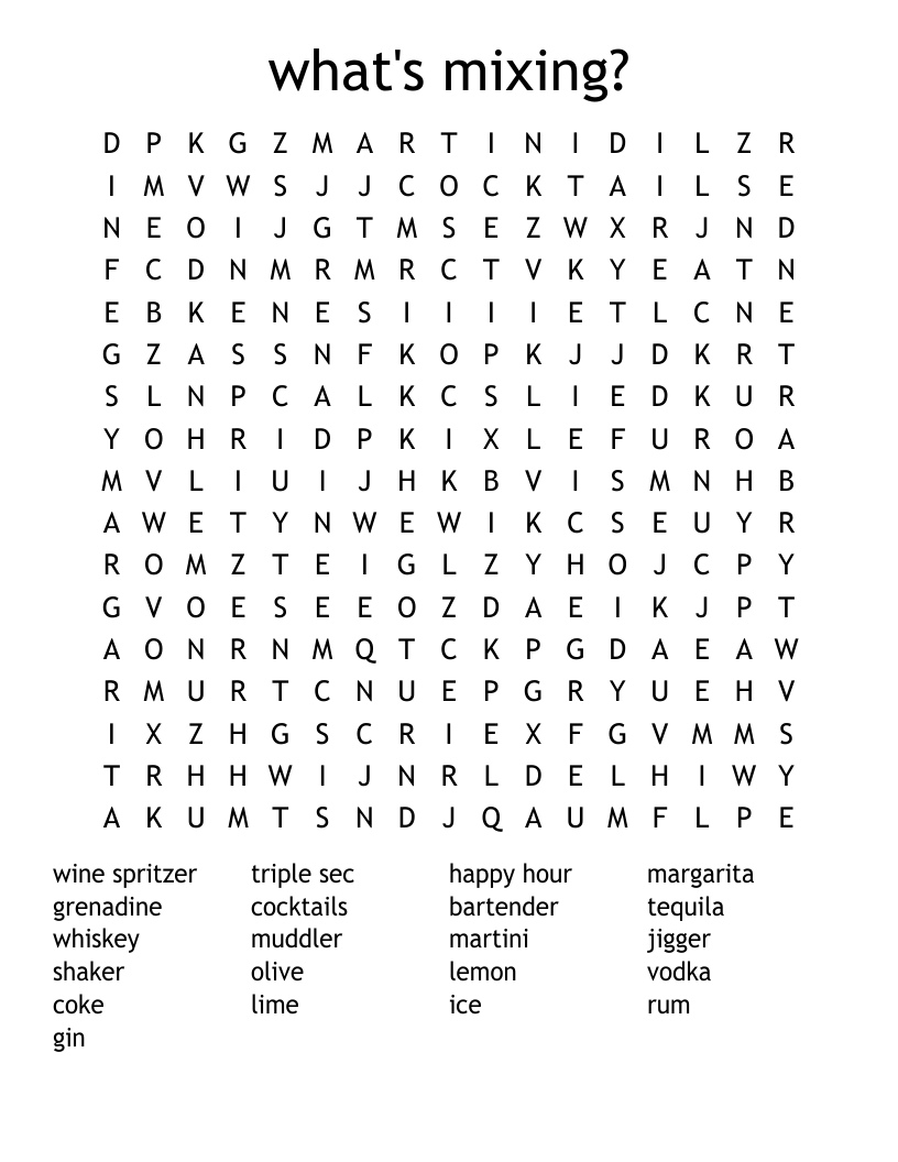 what's mixing? Word Search