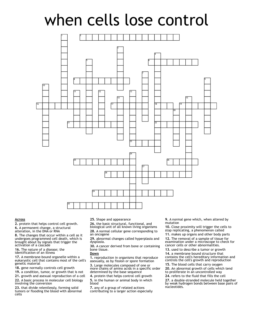 when cells lose control Crossword