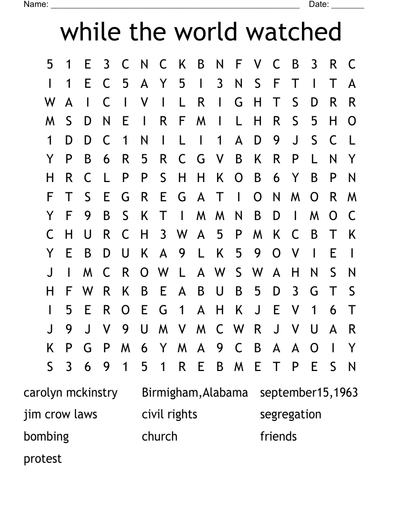 while the world watched  Word Search