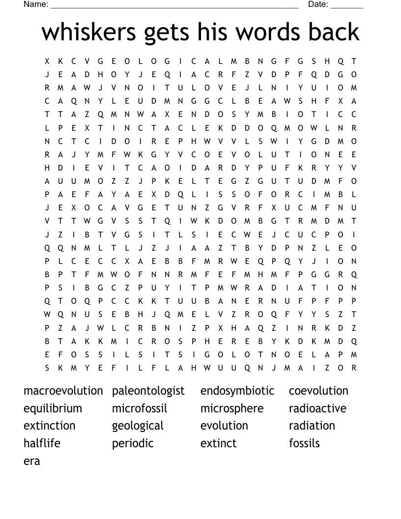 whiskers gets his words back Word Search