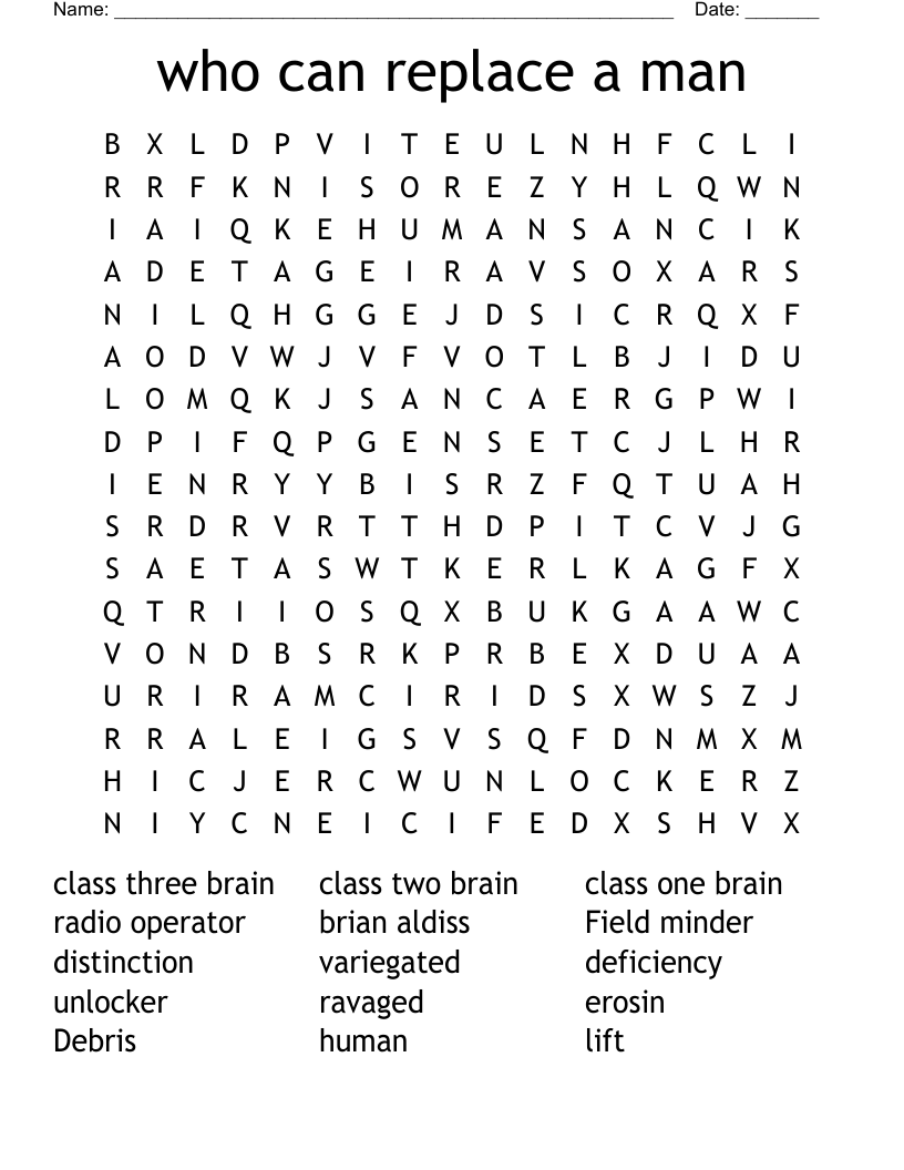 who can replace a man  Word Search