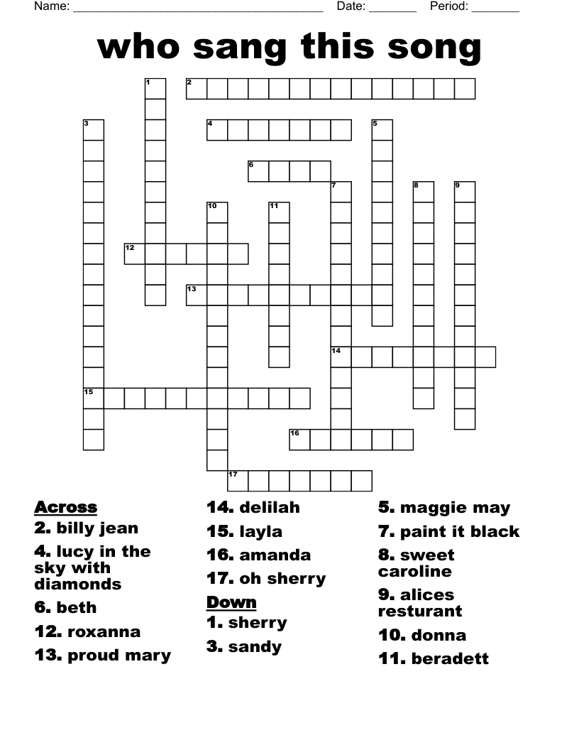 who sang this song Crossword