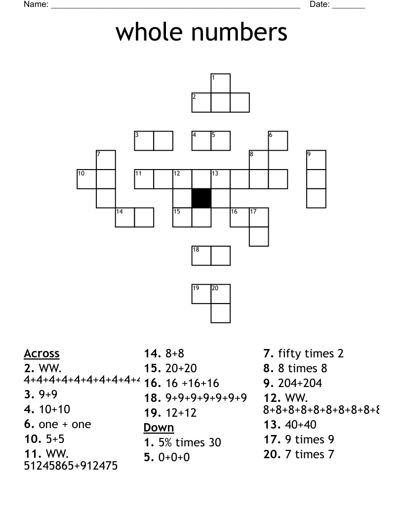 whole numbers Crossword