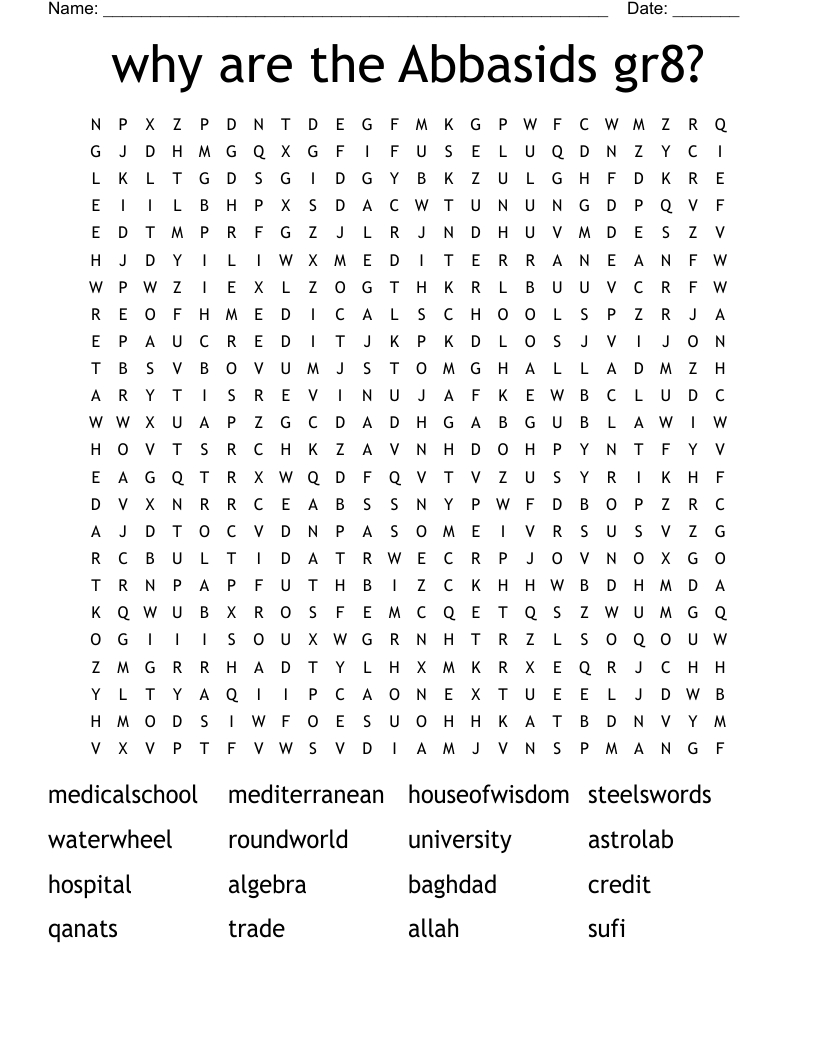 why are the Abbasids gr8? Word Search