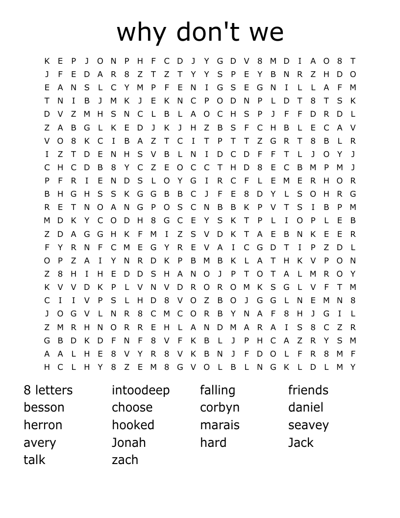 why don't we Word Search