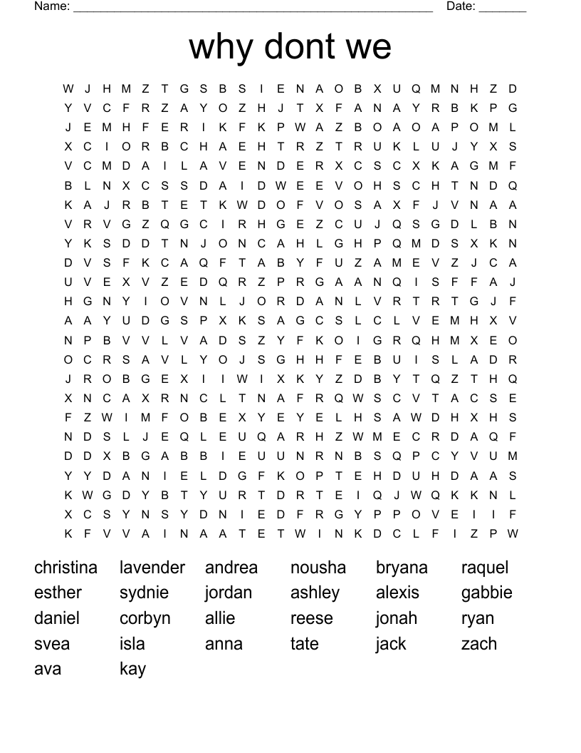 why dont we Word Search