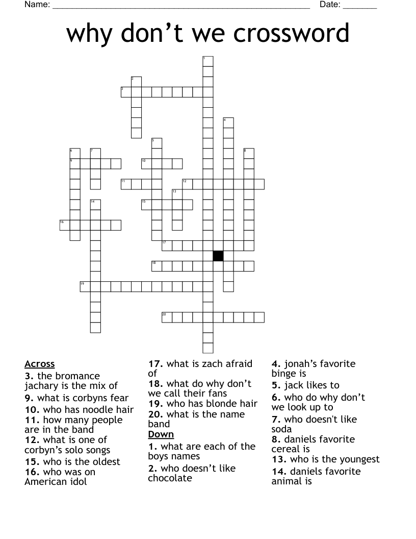 why don’t we crossword 