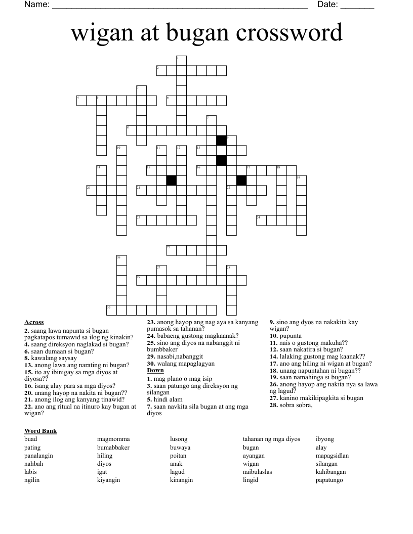 wigan at bugan crossword