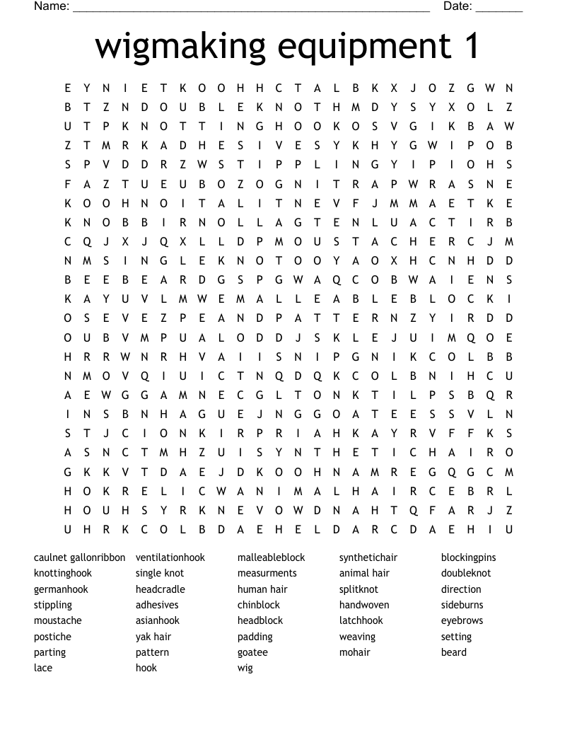 wigmaking equipment 1 Word Search