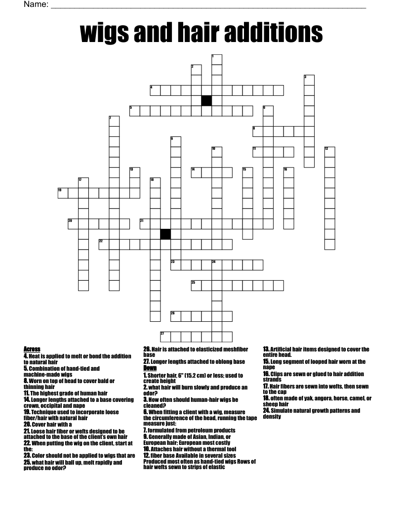 wigs and hair additions Crossword