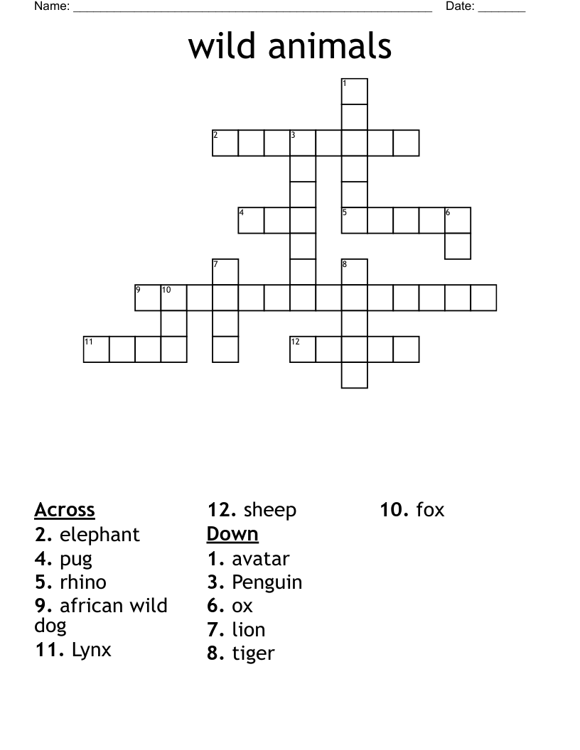 wild animals Crossword