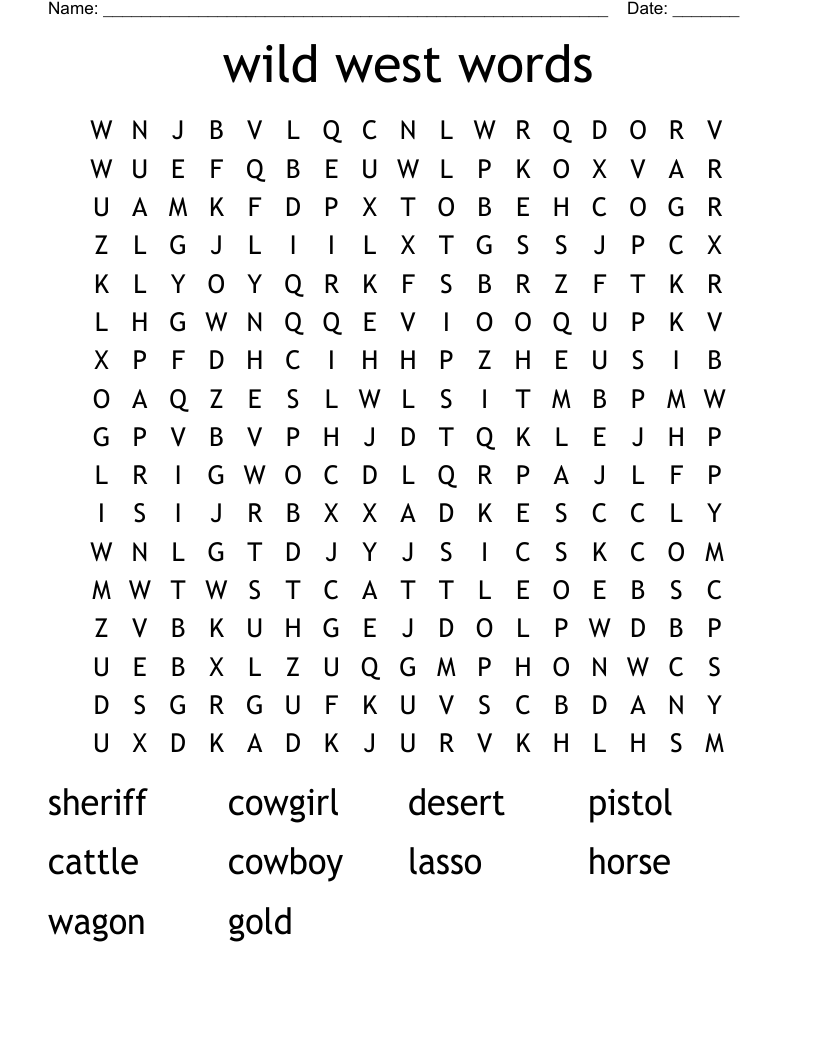 wild west words  Word Search