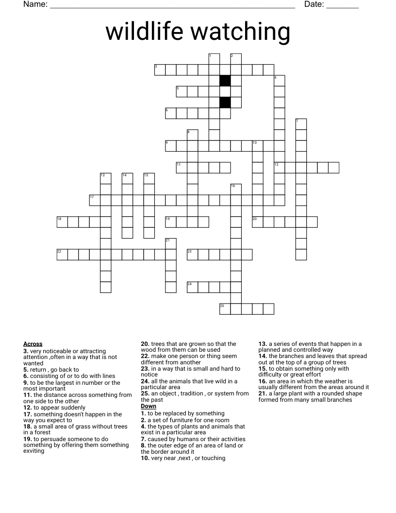 wildlife watching Crossword